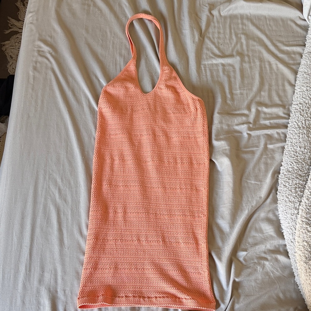 Sunday Best Coral Halter Mini Textured Dress Size Medium